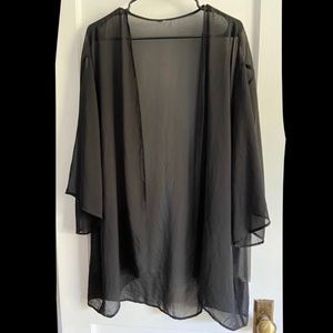 Sheer black kimono cover up